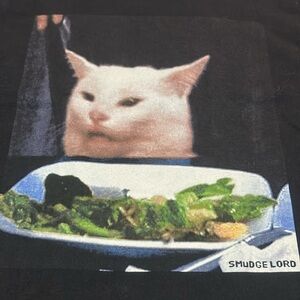 Smudge Lord Black Cat Meme T-Shirt Unisex size L Cotton